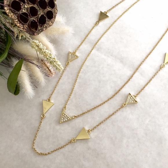 Layered Crystal Triangles Necklace - Picture 3 of 4