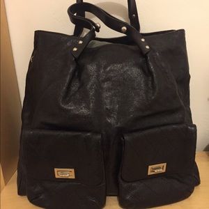 Chanel Black Leather Pocket-in-the-City Tote Bag