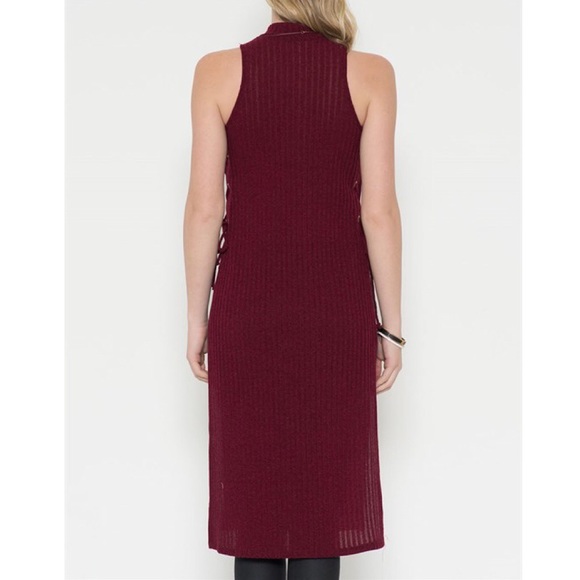 "Poker" Lace Up Side Mock Neck Top Tunic - Picture 3 of 3