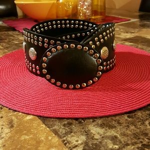 Leather studded belt
