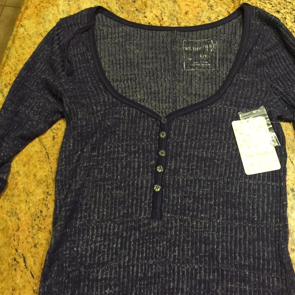 Free People plum/navy, sweetheart neck Henley