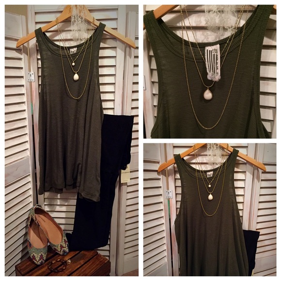 Free People Army Green Tunic Tank