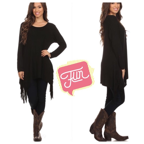 SCOOP NECK FRINGE TOP, NOW IN BLACK! - Picture 2 of 2