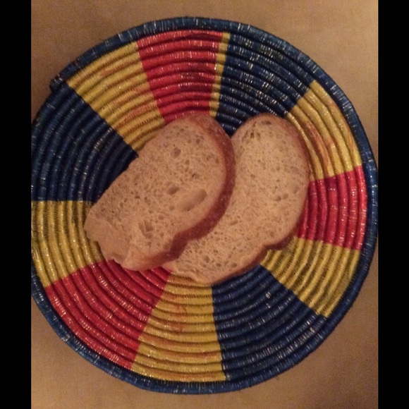 Handmade vintage bread basket platter bowl tray