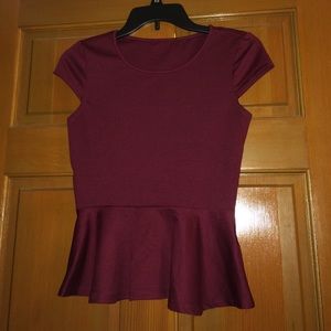 Burgundy Peplum Top