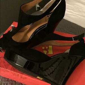 Black wedge heels 8.5