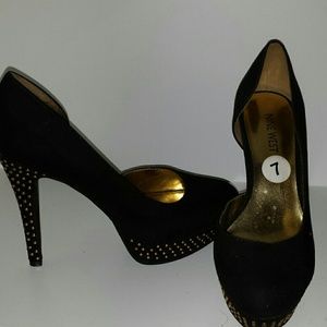 Cute black heels with gold studs