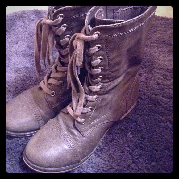 Grey combat boots