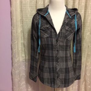 Fox | Hooded Button-Down Flannel Top