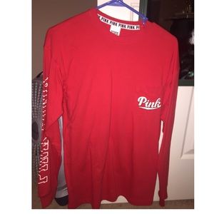 PINK long sleeve pocket tee