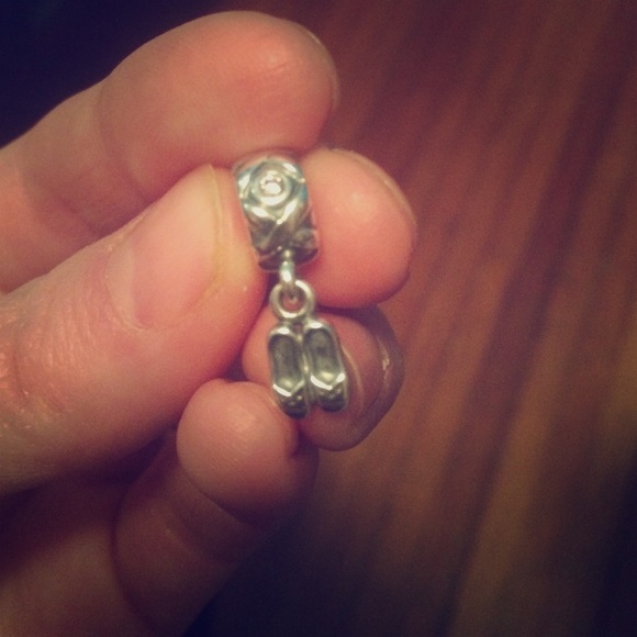 Pandora dancing shoes, dangle charm w/pink cubic