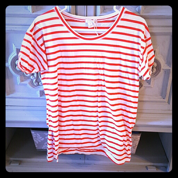 J. Crew Red and white stripe tee