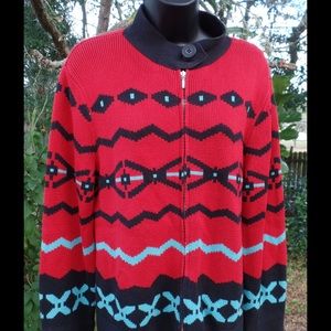 vintage PENDLETON red/black cardigan sweater . L