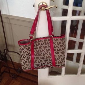 Red leather authentic Michael Kors purse