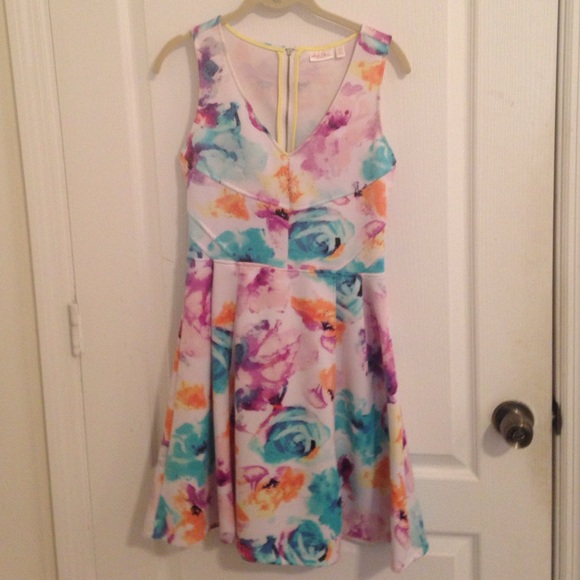 Floral multi colored skater dress