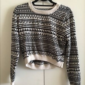 BCBG crop tribal sweater