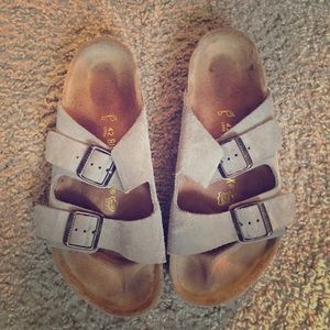 Tan Birkenstock sandals
