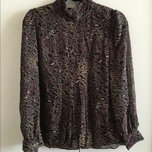 Silk turtleneck blouse