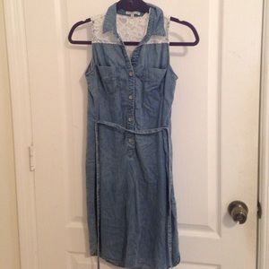 Charlotte Russe lace top button down shirt dress