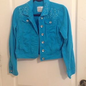 Justice girls' blue denim jacket