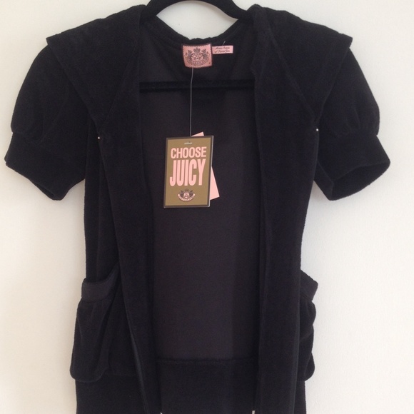 NWT Juicy C. puff sleeve black hd w/pockets sz P