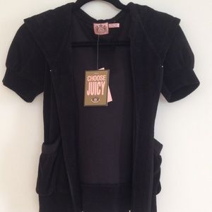 NWT Juicy C. puff sleeve black hd w/pockets sz P