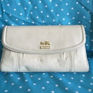 Cream Trifold Coach Wallet