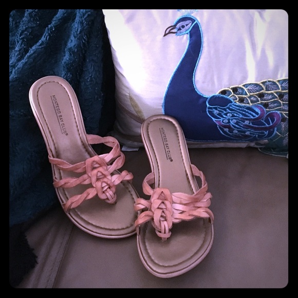 Montego Bay Club braided leather wedge sandal 6.5