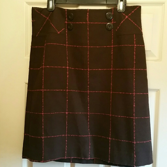 Brown coral stripped poly blend skirt