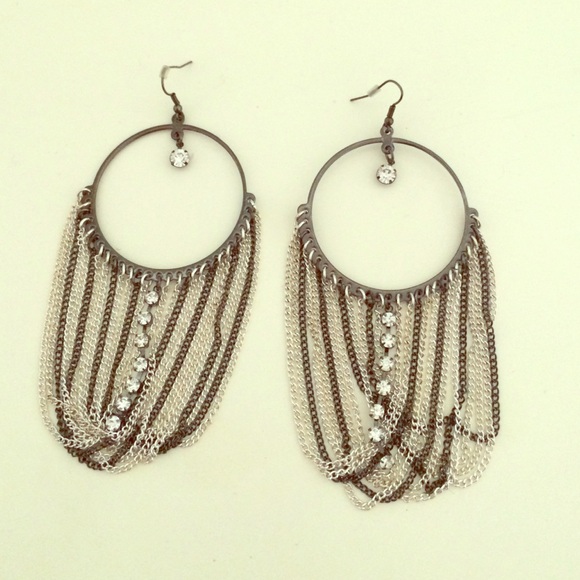 Stylish black and silver earrings