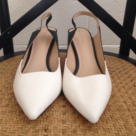Zara black and white kitten heels