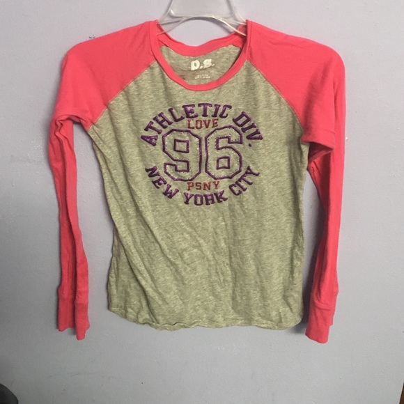 Pink/gray jersey style long sleeve shirt - Picture 1 of 1