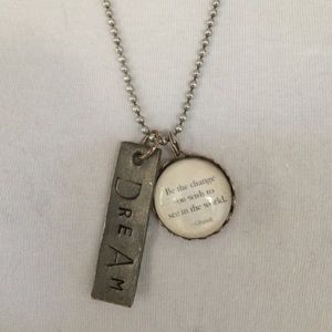 Be The Change- dream Ghandi  Silver Necklace