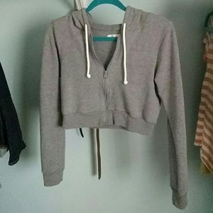 Hollister Cropped Grey Hoodie