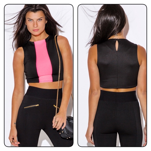Tops - Black And pink crop top