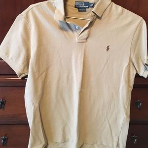 Tan men's polo, custom fit