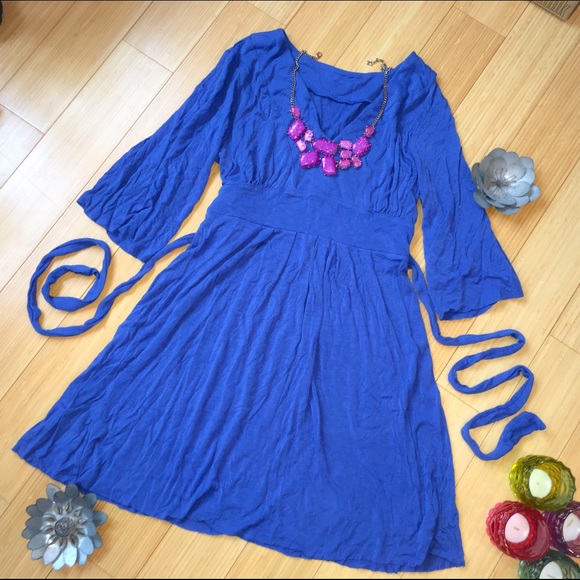 Blue knit Tshirt dress, small