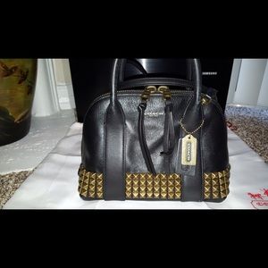 COACH  BLEECKER MINI PRESTON STUDDED LEATHER BAG