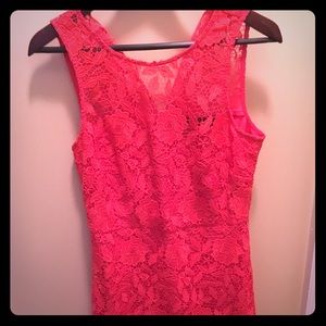 J Crew coral lace knee length dress