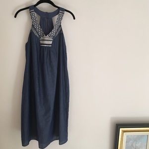 Embroidered Lightweight Chambray Dress. Never Worn