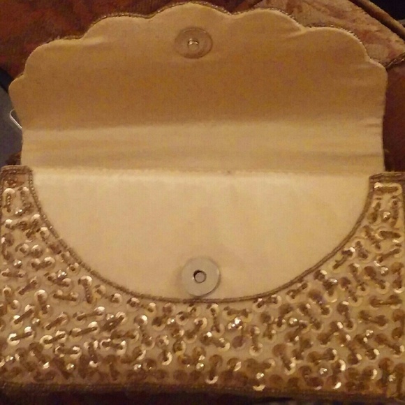 BRAND NEW WITH TAGS Vintage Gold Beaded Clutch