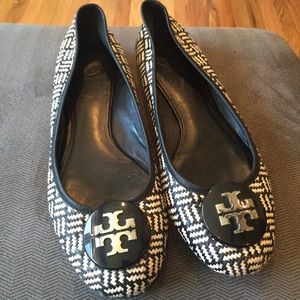 Tory Burch Reva Woven Straw Ballerina Flats
