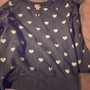 Hearted crew neck sweater.