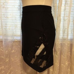 Tobi | Black Sequin See-Through Skirt