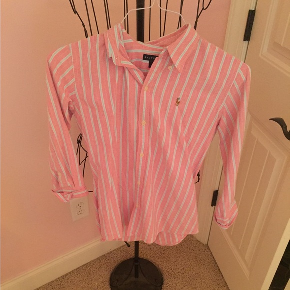 Ralph Lauren blue and pink striped button up
