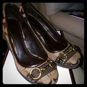 Brown designer wedges