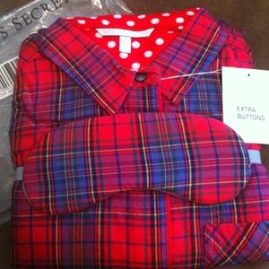 VICTORIA'S SECRET PLAID PJ SET W/ EYE MASK