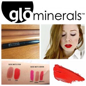 NEW Glō•Minerals Suede Matte Lipstick (Coral Red)