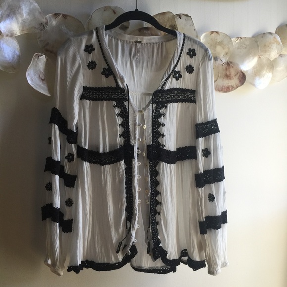 Free People gauze button up shirt