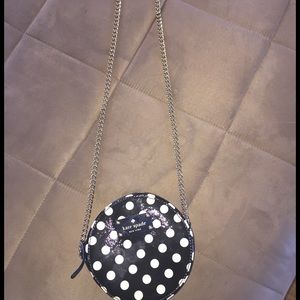 Kate Spade black purse with cream polka dots